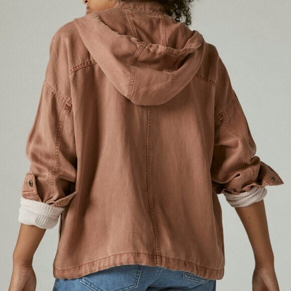 Lucky Brand Utility Anorak Hooded Linen Blend Jacket Size Large - Picture 4 of 9